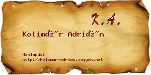 Kolimár Adrián névjegykártya